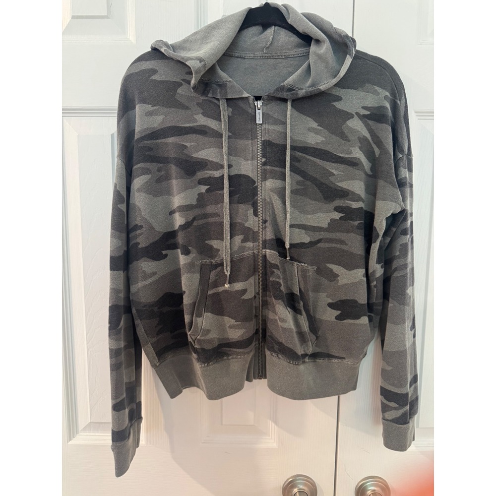 Splendid Womens super soft Camo Zip Up Hoodie grey/green faded Camouflage XS - Picture 2 of 10
